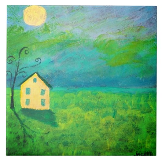 Midden van nergens Abstract schilderen Tegeltje (Voorkant)