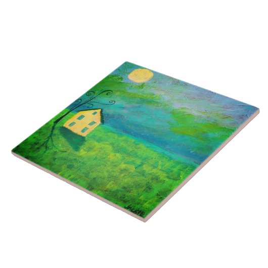 Midden van nergens Abstract schilderen Tegeltje (Zijkant)