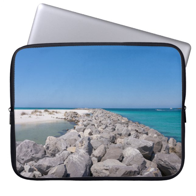 Midden van Shell Island Jetty Laptop Sleeve Hoesje (Voorkant)