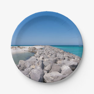 Midden van Shell Island steiger papier Borden Papieren Bordje