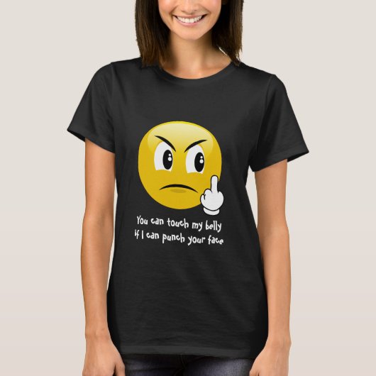 Midden-Vinger Emoji Belly Touch Materschapt T-Shir T-shirt (Voorkant)