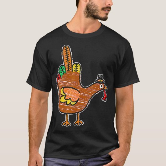 Midden-VingerThanksgiving Turkije Kinder vogel T-shirt (Voorkant)