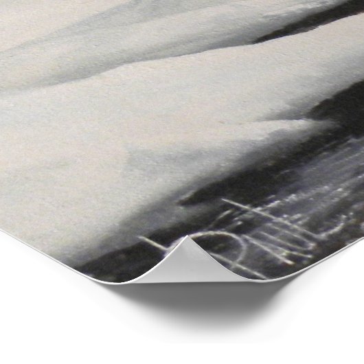 Midden winter Elk in sneeuwdruk Poster (Hoek)