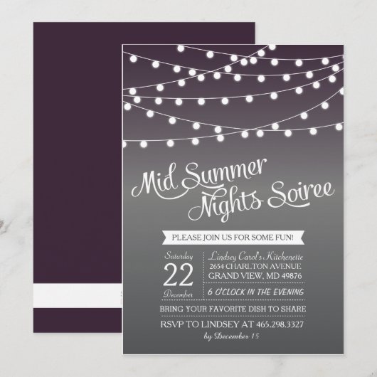 Midden zomernacht het Licht Dinner Party van het K Kaart (Voorkant / Achterkant)