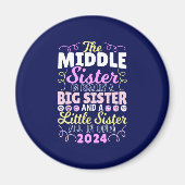 Midden Zus 2024 - een groot en klein zusje Magneet (Voorkant)