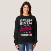 Midden zuster van de Birthday Princess Party Bday Trui (Voorkant volledig)