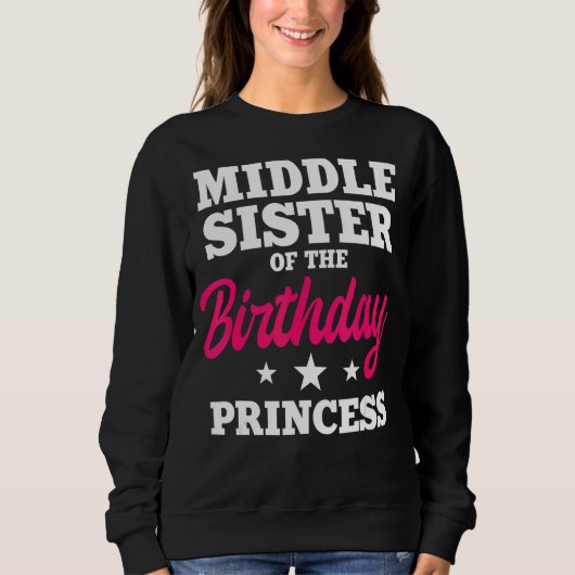 Midden zuster van de Birthday Princess Party Bday Trui (Voorkant)
