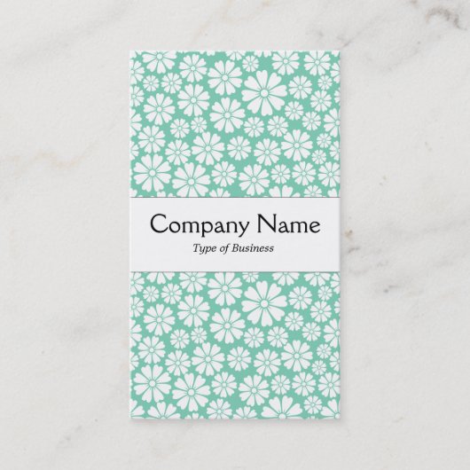 Middenband - 8 petals - wit op lichtgroen visitekaartje (Voorkant)