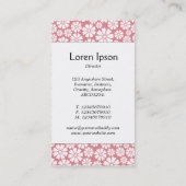 Middenband - 8 petals - wit op roze visitekaartje (Achterkant)