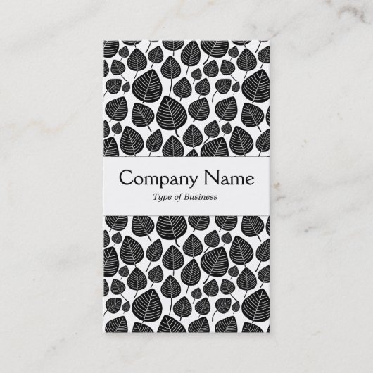 Middenband - bladeren - zwart op wit visitekaartje (Voorkant)