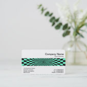 Middenband - Op Art Turquoise en Black Visitekaartje (Staand voorkant)