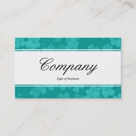 Middenband (rand) - Script - Bloemen Aqua Blue Visitekaartje (Voorkant)