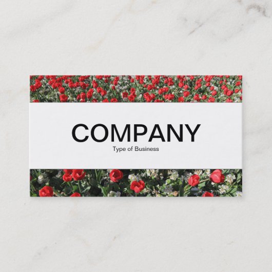 Middenband - Rode Tulpen en primrozen Visitekaartje (Voorkant)