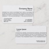 Middenband - Willekeurige nummers Visitekaartje (Voorkant / Achterkant)