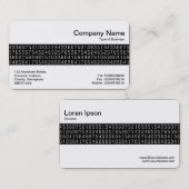 Middenband - Willekeurige nummers - wit op zwart Visitekaartje (Voorkant / Achterkant)