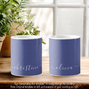 Middenblauw C49 & Witte Minimalistische Moderne Na Koffiemok