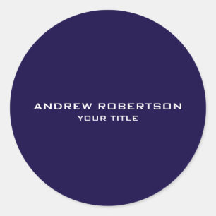Middenblauw Eenvoudig Elegant Minimalistisch Ronde Sticker