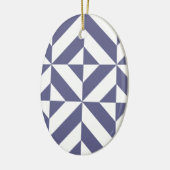 Middenblauw geometrisch deco kubuspatroon keramisch ornament (Links)