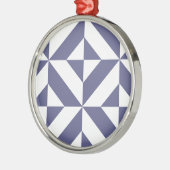 Middenblauw geometrisch deco kubuspatroon metalen ornament (Links)
