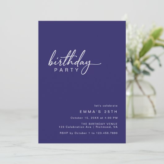 Middenblauw Indigo Eenvoudige Zakelijke Moderne Ve Kaart (Staand voorkant)