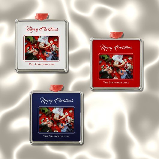 Middenblauw Kerstmis Foto Ornament