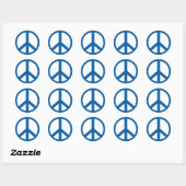 Middenblauw vredesbord ronde sticker (Vel)
