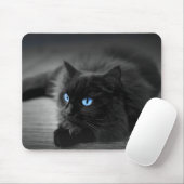 Middenblauwe Ogen Kat Kunst Muismat (Met muis)