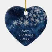 Middenblauwe Zilveren Sneeuwvlok Pitbull Hond Keramisch Ornament (Achterkant)