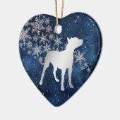 Middenblauwe Zilveren Sneeuwvlok Pitbull Hond Keramisch Ornament (Links)