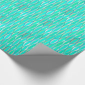 Middencentraaldruk - tinten turquoise cadeaupapier (Hoek)