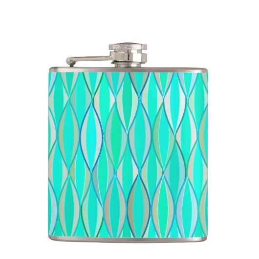 Middencentraaldruk - tinten turquoise heupfles (Voorkant)