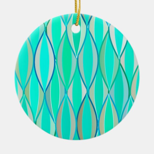 Middencentraaldruk - tinten turquoise keramisch ornament (Voorkant)