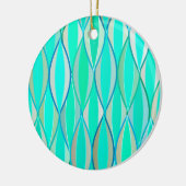 Middencentraaldruk - tinten turquoise keramisch ornament (Links)