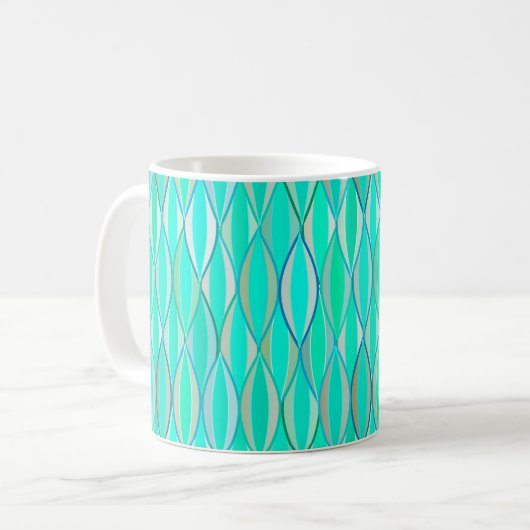 Middencentraaldruk - tinten turquoise koffiemok (Voorkant links)