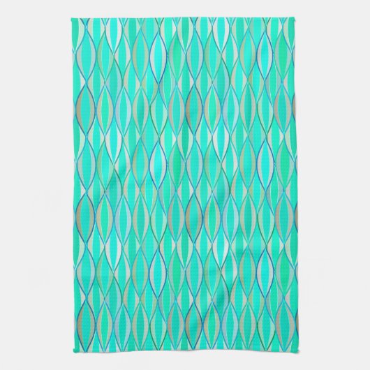 Middencentraaldruk - tinten turquoise theedoek (Verticaal)