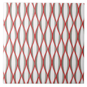 Middencentraalige lintafdruk - grijs, wit, rood tegeltje