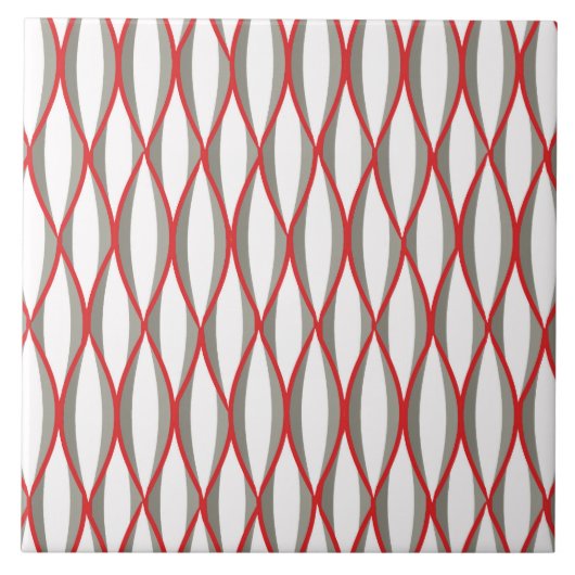 Middencentraalige lintafdruk - grijs, wit, rood tegeltje (Voorkant)