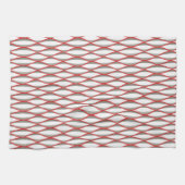 Middencentraalige lintafdruk - grijs, wit, rood theedoek (Horizontaal)