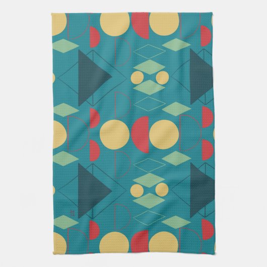 Middencentraalmodus Geometric Turquoise Theedoek (Verticaal)