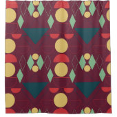 Middencentraalmotor Geometrische Fuchsia Douchegordijn (Voorkant)