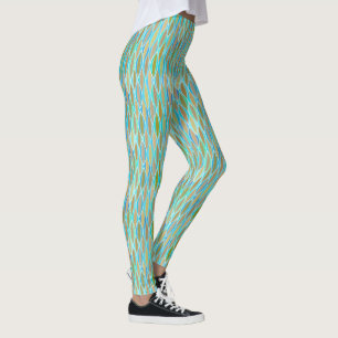 Middencentrifugeren, afdrukken, Turquoise en Tan Leggings