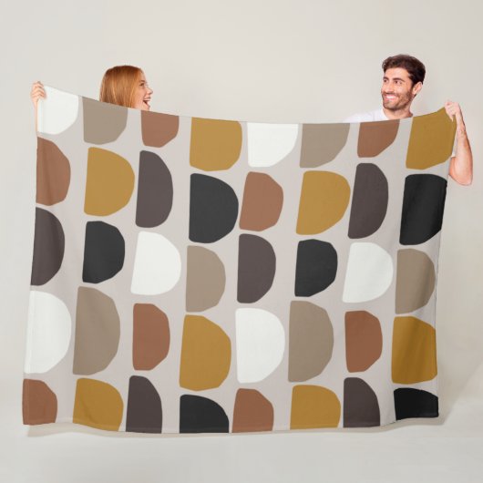 Middencentury Botanische Abstracte Terracotta Boho Fleece Deken (In situ)