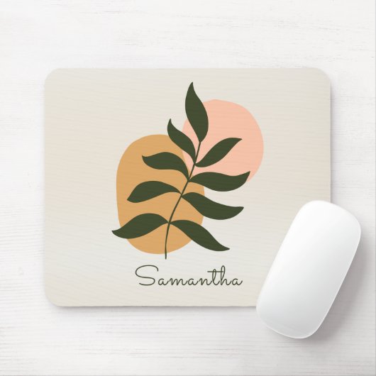 Middencentury Botanische Abstracte Terracotta Boho Muismat (Met muis)