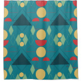 Middencentury Mod Turquoise Geometric Douchegordijn (Voorkant)