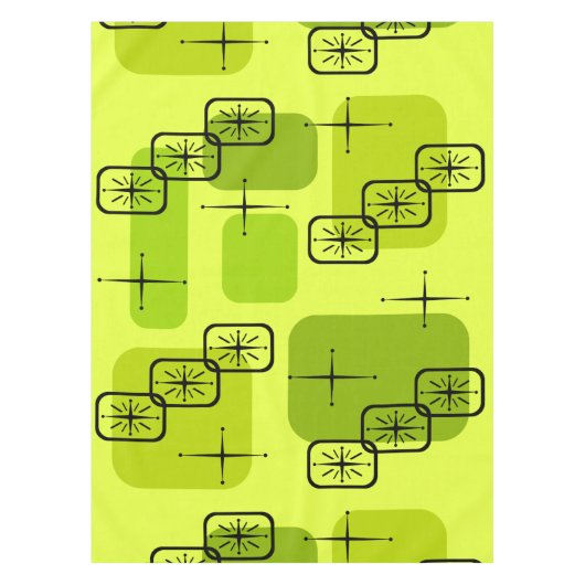 Middencentury Modern Sputnik Chartreuse Tafelkleed (Voorkant)