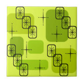 Middencentury Modern Sputnik Chartreuse Tegeltje (Voorkant)