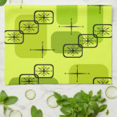 Middencentury Modern Sputnik Chartreuse Theedoek (Gevouwen)