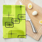 Middencentury Modern Sputnik Chartreuse Theedoek (Quarter Fold)