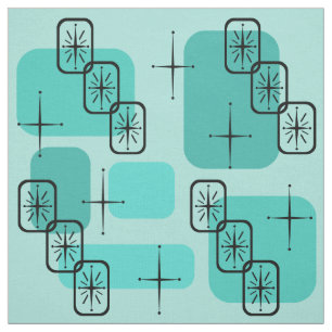 Middencentury Modern Sputnik Turquoise Stof