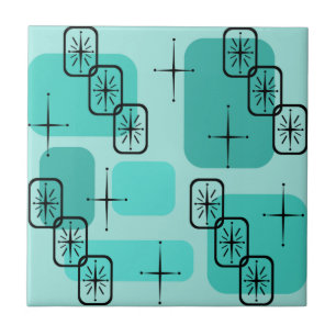 Middencentury Modern Sputnik Turquoise Tegeltje